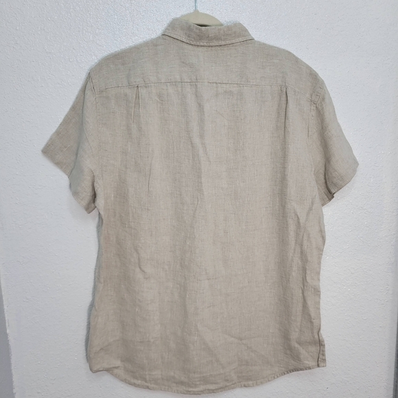 J Crew Short-sleeve linen-blend shirt AL188 Size L Beige NWT - Picture 3 of 5